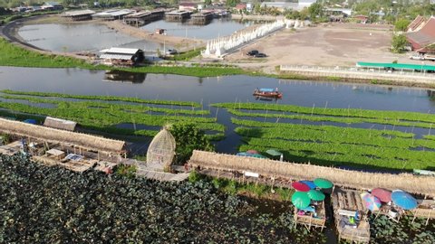 View from the top "The Giant fish trap" at suphan-buri province Thailand country.