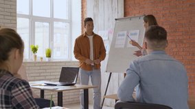 man and woman brainstorming guys present ideas.audience applauds - Powered by Shutterstock - Get 15% off with code: PIKWIZARD15