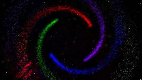 A four-legged spiral in space, made of colorful stardust particles,ing forward and backwards. Great for company openers, intros, presentations.