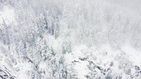 2 clips with differend shots with a drone of a valley in Fla - Buskerud - Norway in snowy conditions