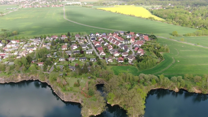 German small city with landcape view and beautiful nature dron shot