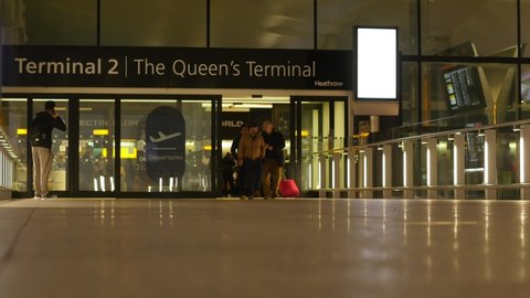 HEATHROW, LONDON, UNITED KINGDOM – DECEMBER 6 2017. Heathrow Terminal 2, also known as The Queen's Terminal, is an airport terminal at Heathrow Airport, the main airport serving London, United Kingdom