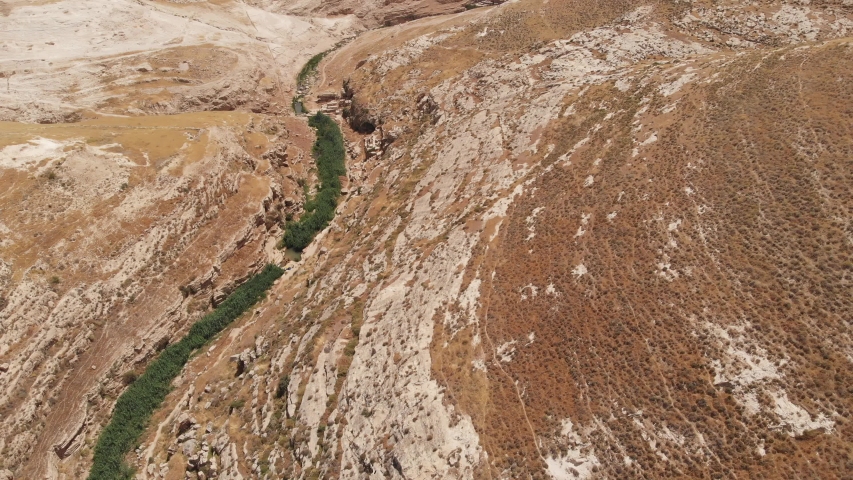 Judean desert near the city of Jerusalem. View from the drone.