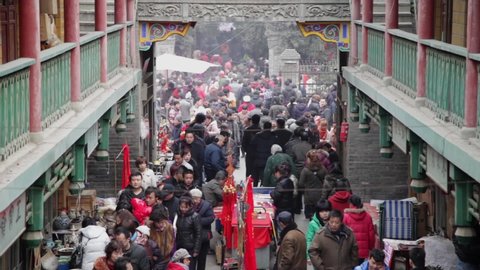 Xi'an CHINA, - Feb 02 2012: -Temple fair held every year at spring festival at Taoist Temple of Eight Immortals