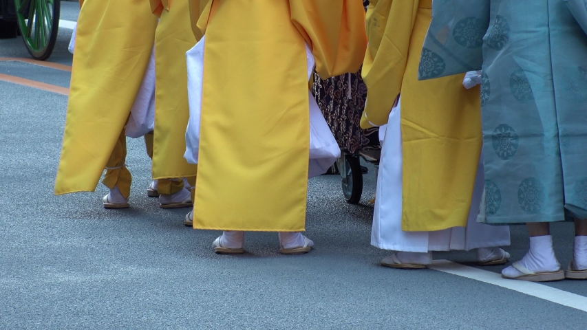 TOKYO,  JAPAN - 11 MAY 2019 : Close up leg shot of Japanese people at KANDA MATSURI (KANDA FESTIVAL).  One of the three great festivals of Tokyo.