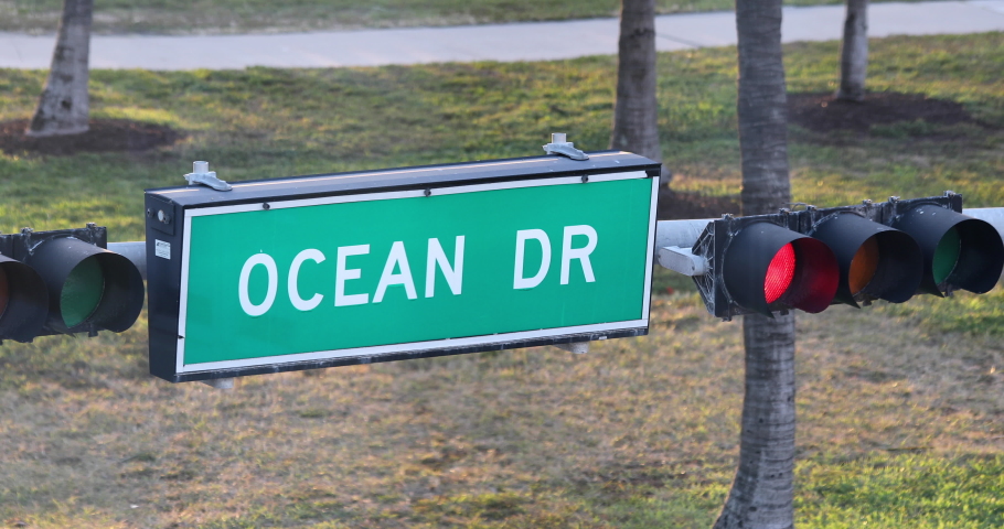 Ocean Drive Street Sign In Miami