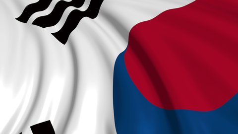 South Korean flag in slow motion. The flag develops smoothly in the wind. Wind waves spread over the flag. This version of the flag in smooth motion is suitable for almost any video
