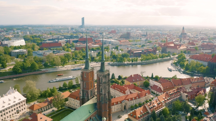 Aerial view of Wroclaw. One of the oldest cities in Poland