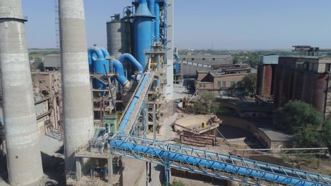 Cement plant, general view from above. Aerial View