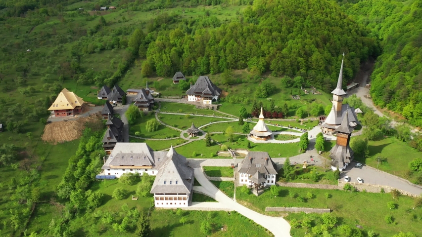 Wooden Vodita monastery located in western Romania Mehedinti county 4K Old Vodita wooden monastery heritage of Romania