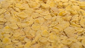 Falling Corn Flakes background Slow motion video