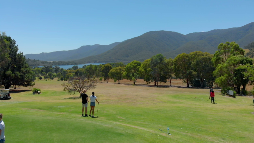 AERIAL, Imposing view of a lake located between mountains