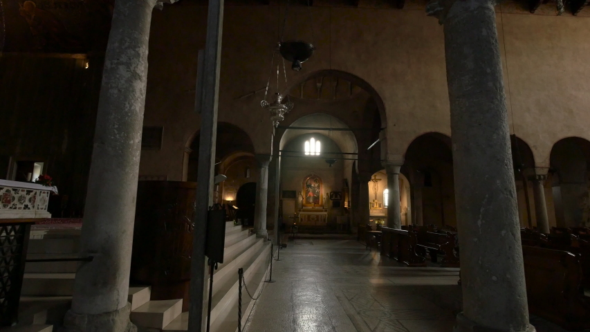 Italy, Trieste - April, 2016: View inside Cattedrale San Giusto Martire. | Shutterstock HD Video #1029956243