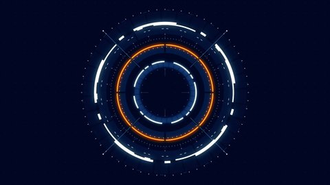 Futuristic circle HUD conceptual animation, background for video intro, science fiction and hi-tech shapes for holographic user interface design