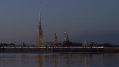 Classic Saint Petersburg view on Peter-Pavel's Fortress at night