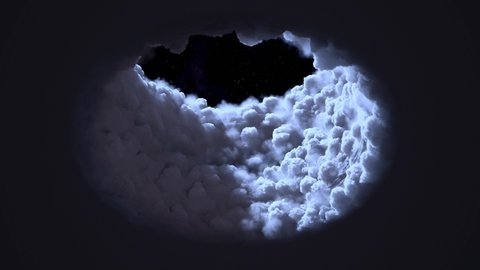 Tunnel in the clouds at night