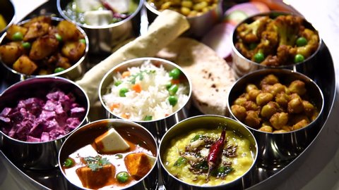 Indian Food Thali / Platter, selective focus - footage/video