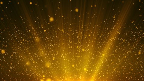 Particles gold glitter With Rays Light awards dust abstract background