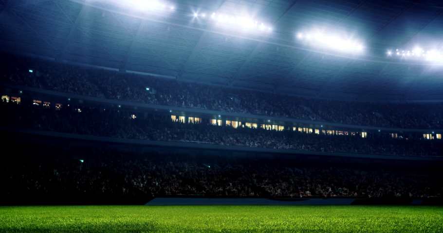 Professional sport stadium with gates and crowd. Stadium made in 3D. | Shutterstock HD Video #1030050014