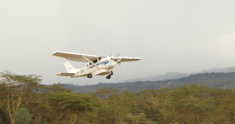 Private Small Airplane Taxiing rural area