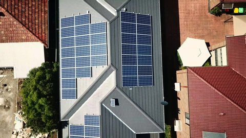 Solar panels on the roof of energy-efficient house.