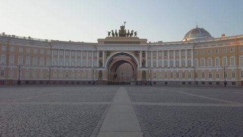 General Staff Building & Palace Square in St.Petersburg, Russia in 4k