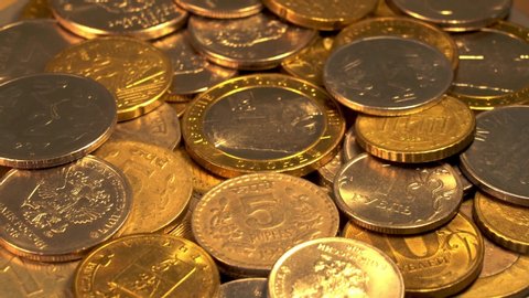 Coins on a rotating platform.
