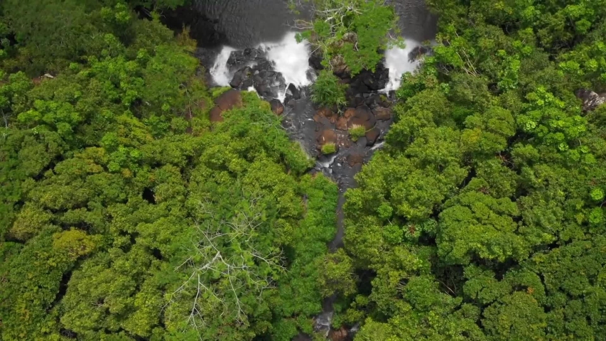 Waterfall Top View, Water Flow Fascinates, Aerial