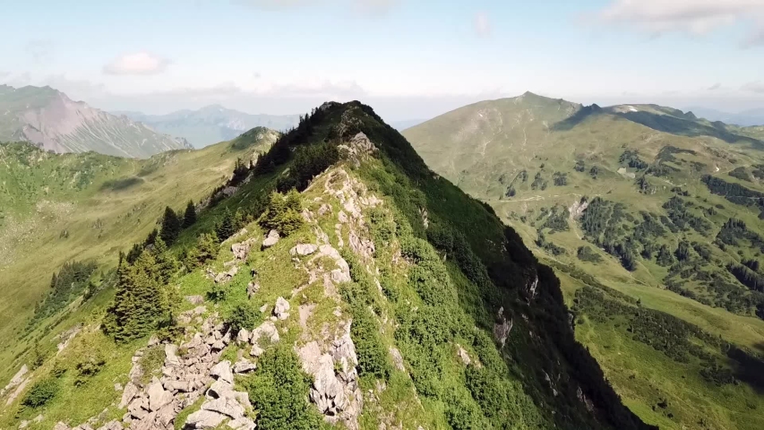 Fling over the top of a mountin in the Alps.