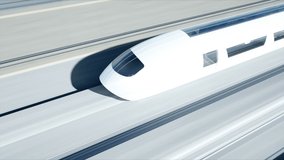 3d model of futuristic passenger train on the bridge. Very fast driving. Future concept. Realistic 4k animation. - Powered by Shutterstock - Get 15% off with code: PIKWIZARD15