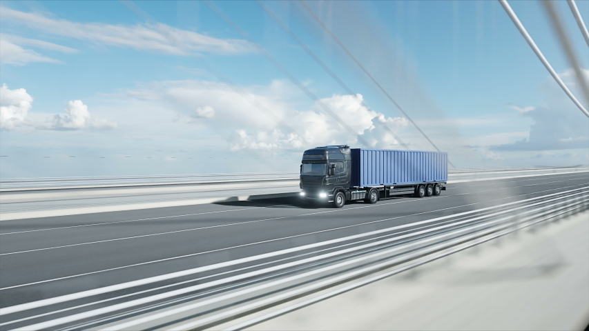 3d model of truck on the bridge. 4k animation. | Shutterstock HD Video #1030085657