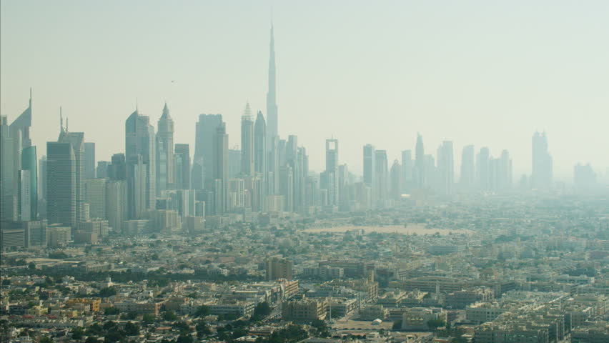 Aerial Dubai Burj Khalifa Skyscraper Stock Footage Video 100