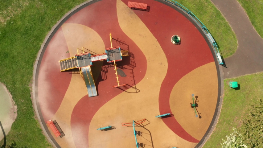 Australian park and playground spinning aerial top down reveal