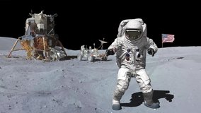 Dancing of Astronaut on the moon. Elements of this video furnished by NASA.