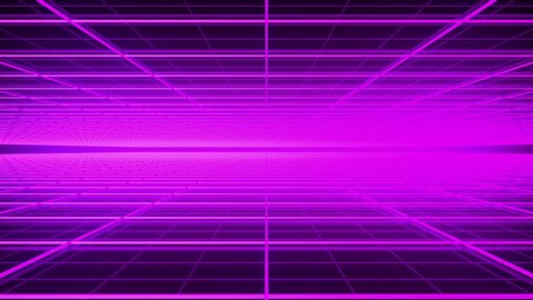 Animated Looping Neon Grid Tunnel