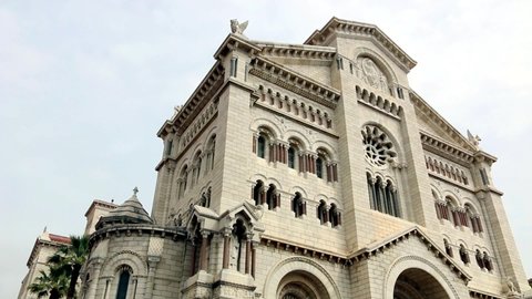 The high facade of Notre-Dame Cathedral. Monaco.