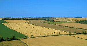 Green & Yellow Fields After Harvest; Wold Newton North Yorkshire England