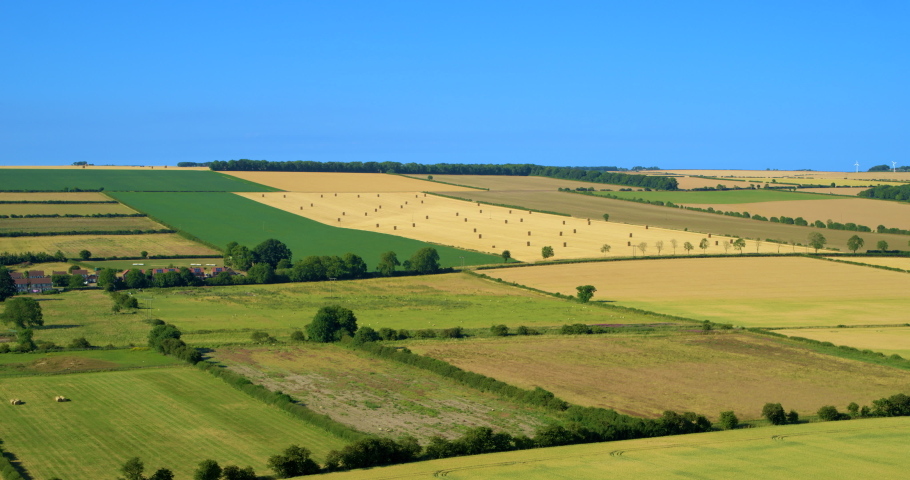 Green & Yellow Fields After Harvest; Wold Newton North Yorkshire England