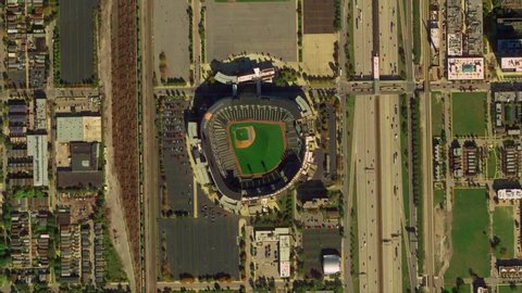 Illinois - USA: Earth Zoom from Chicago White Sox Stadium - Guaranteed Rate Field