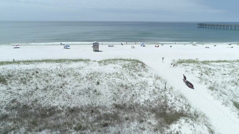 Aerial of Navarre Beach with Pier in Background