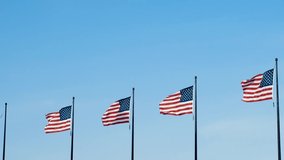 video of united states flags flying proud in the sky