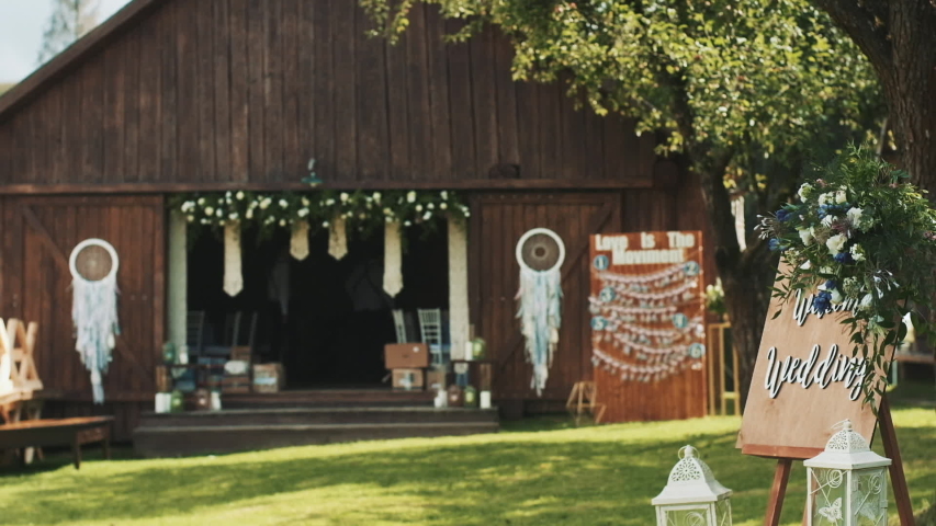 Decorated Wooden House Before The Wedding.
