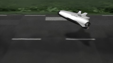 Spaceship landing on an airfield animation. Arkivvideo