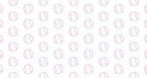 Pink softball or baseball background clip motion backdrop video in a seamless repeating loop.  Pink color womens ladies softball icons sports themed pattern background high definition motion video 