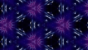 Glow particles form ornate pattern like mandala. Abstract seamless animation as science fiction pattern for HUD screen element. Top of view. Complex structure as background. Blue 
