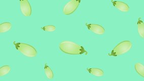 Background with falling zucchini. Footage 4K 2d animation motion graphics