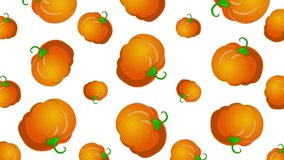 Background with falling pumpkins. Footage 4K 2d animation motion graphics