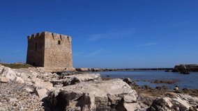 Saracen tower of San Vito. Polignano a mare. Puglia. Italy.
