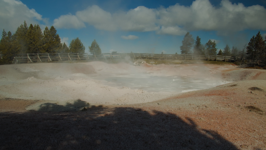 Steaming geyser pools in Yellowstone National Park, Wyoming