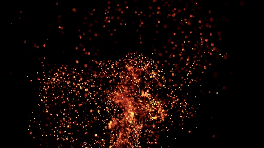 Super slow motion of fire sparks isolated on black background. Filmed on high speed camera, 1000 fps | Shutterstock HD Video #1030251215